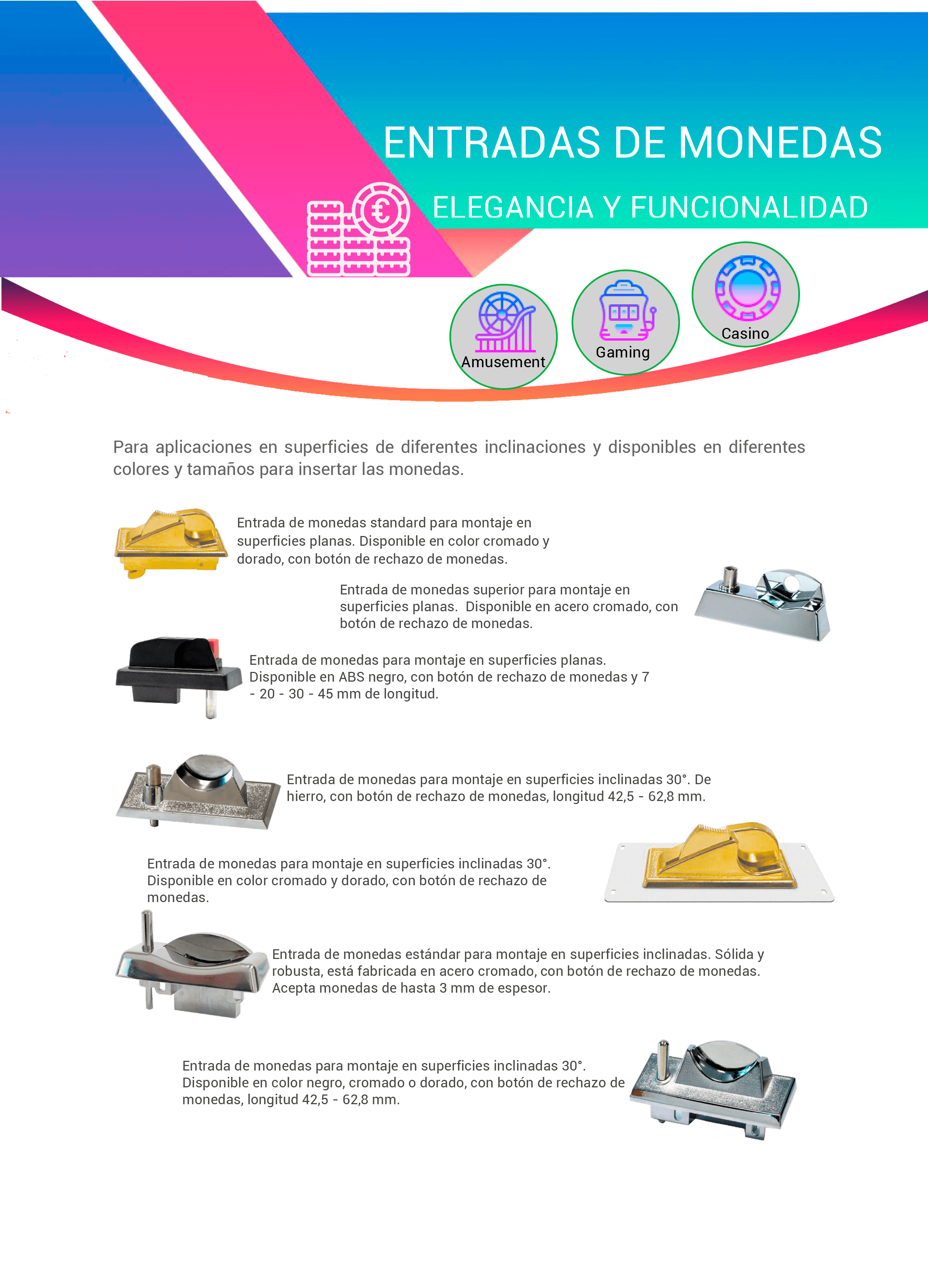 Entradas de Moneda o Coin Entry distribuidas por DISUMTEC