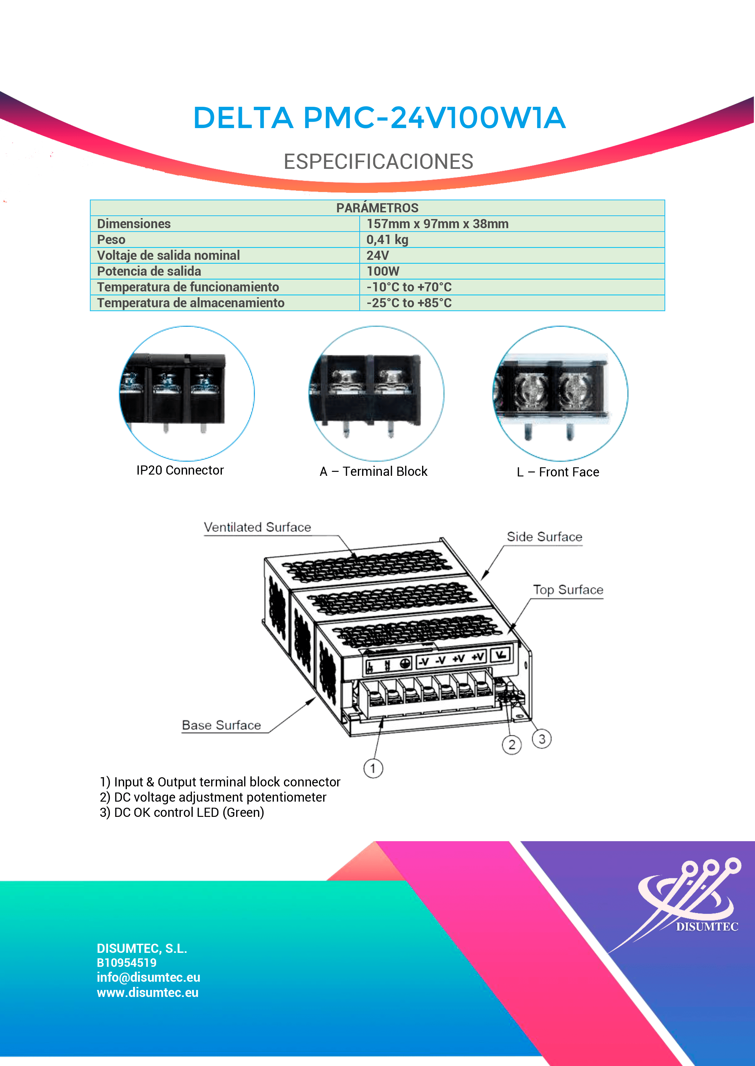 Fuente de Alimentación DELTA PMC-24V100W1A distribuida por DISUMTEC