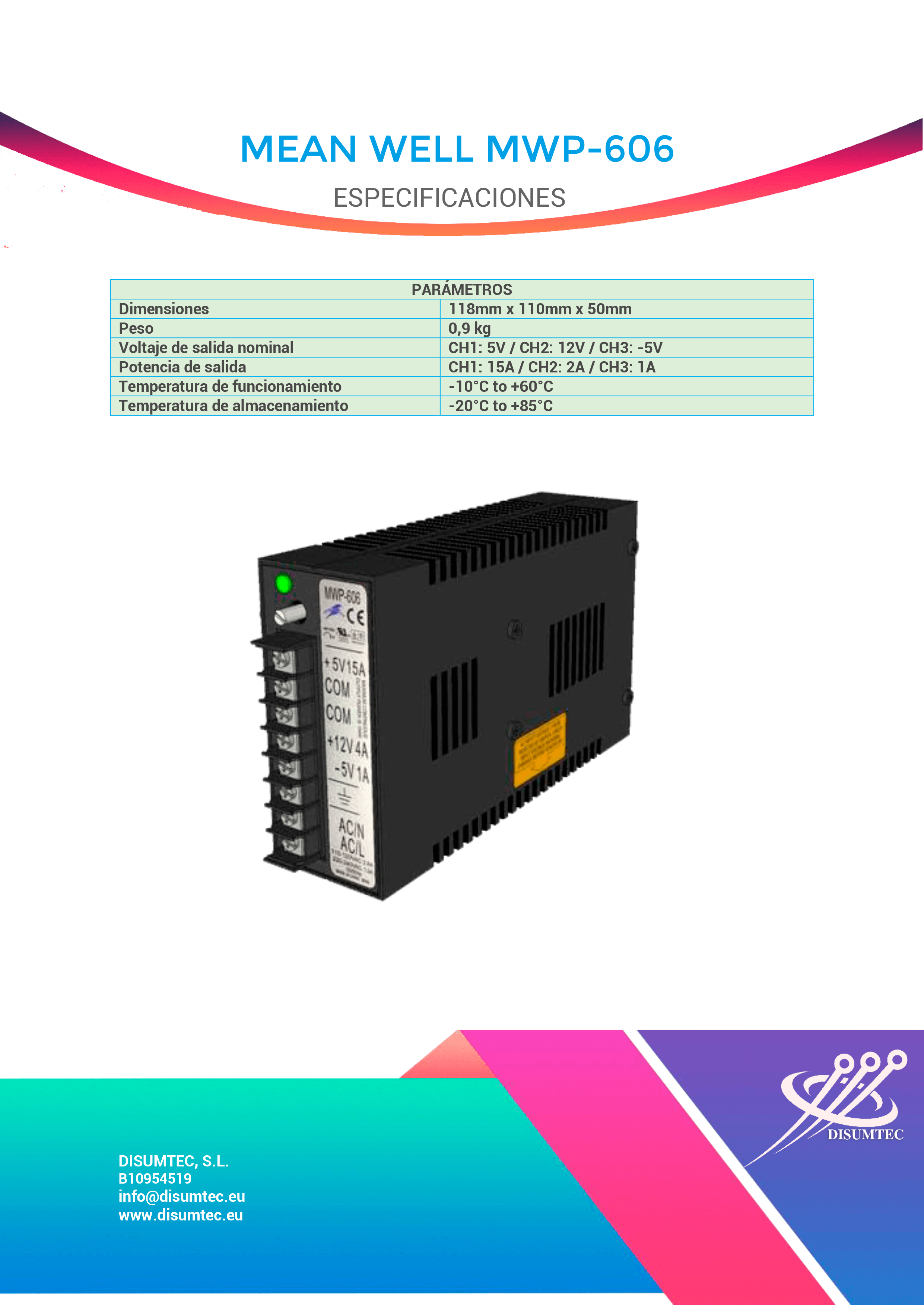 Fuente de Alimentación MEAN WELL MWP-606