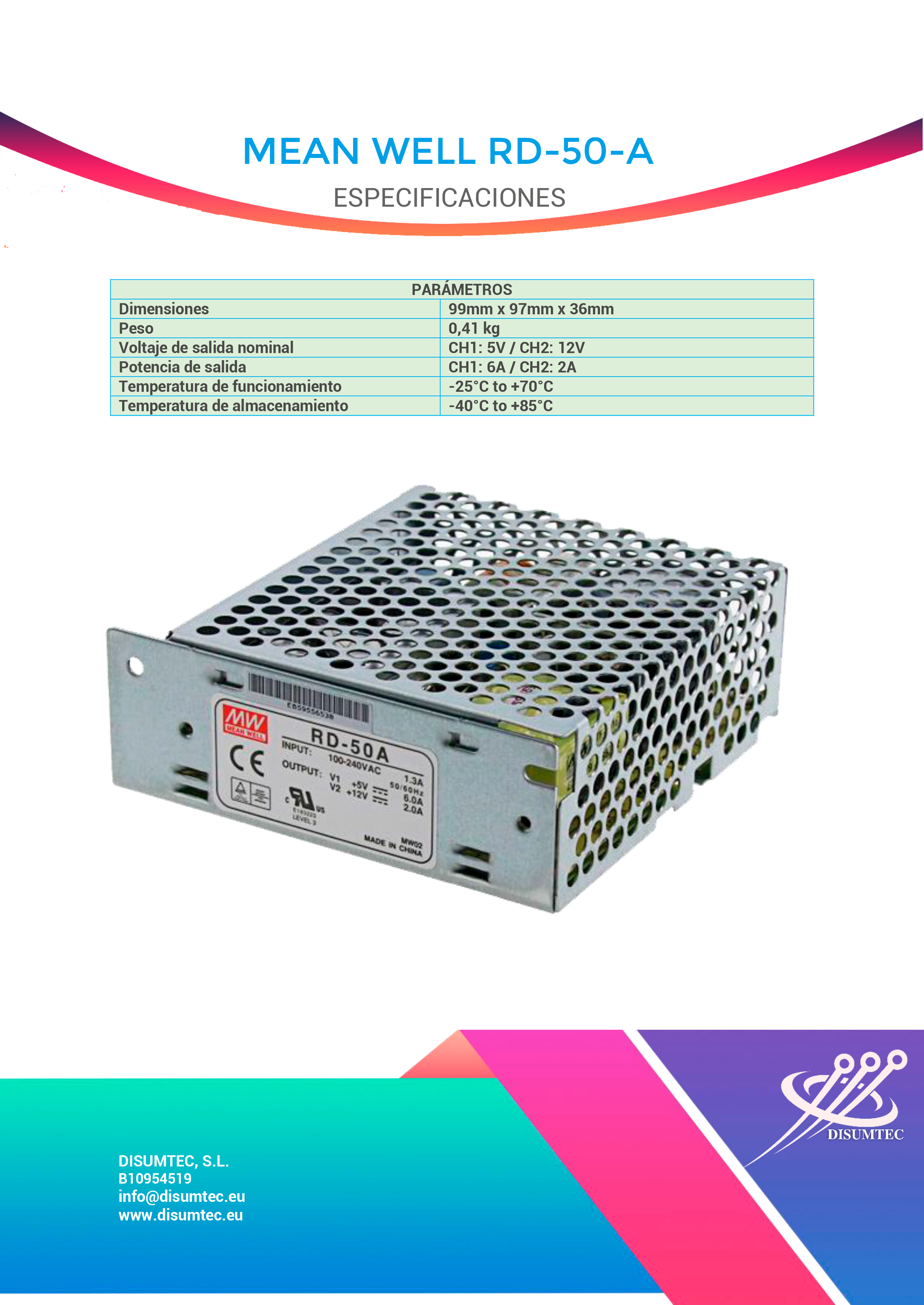 Fuente de Alimentación MEAN WELL RD-50-A