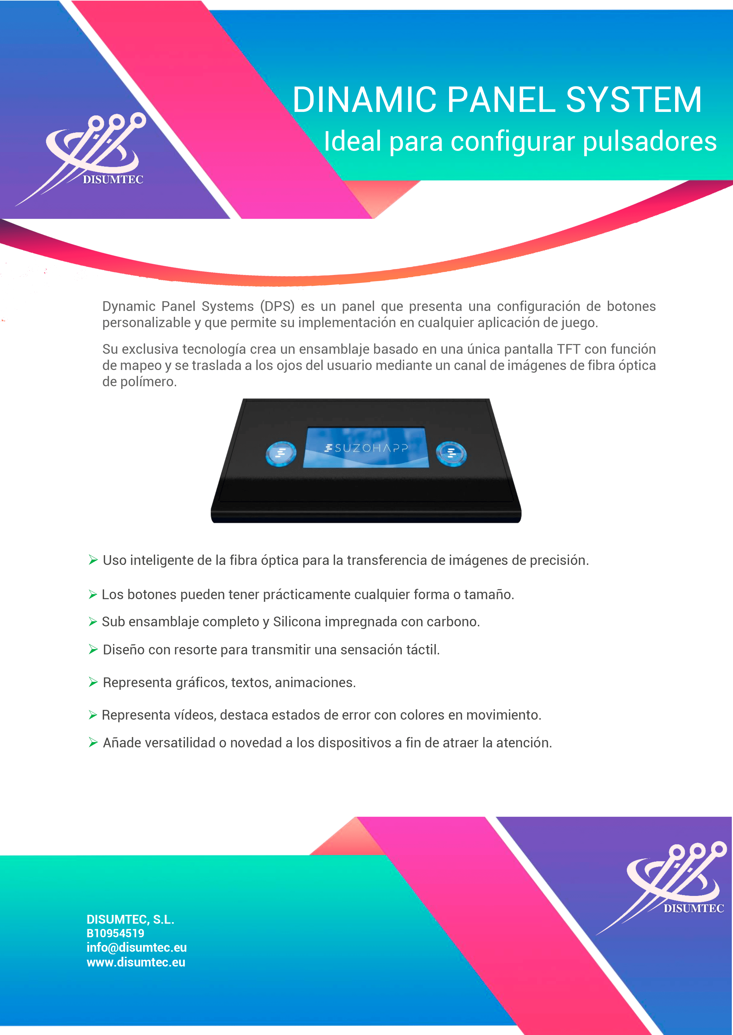 Display Panel System DPS para configuración de botones y pulsadores distribuido por DISUMTEC