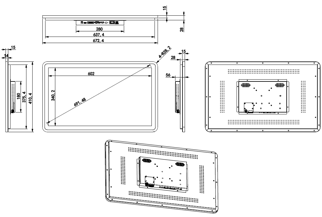 Monitor PCAP VISIONTECH de 27 con Iluminación LED RGB Exterior y Referencia VT-01-T270-LL-0-V1