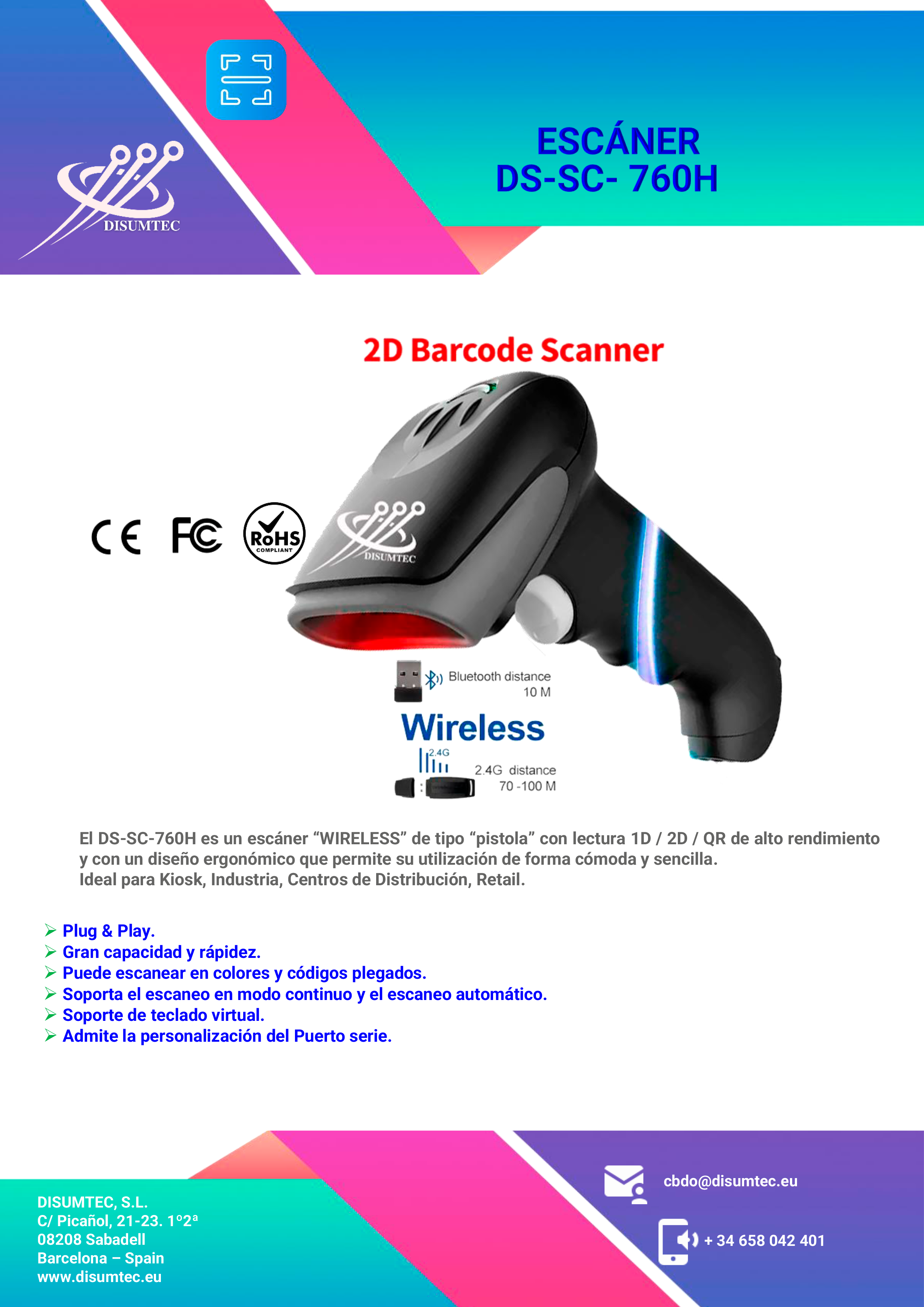 WIRELESS ESCÁNER DISUMTEC DS-SC-760H