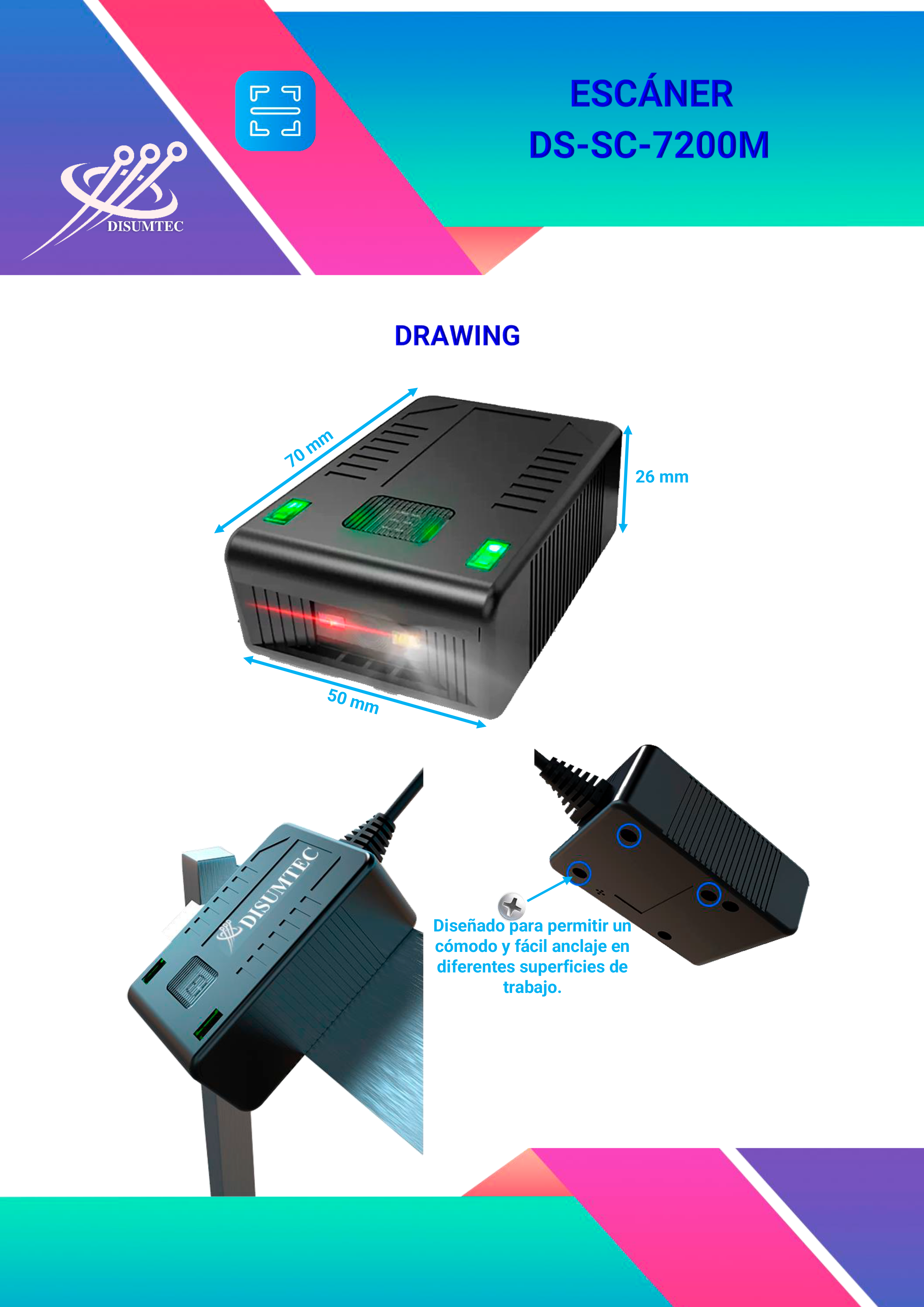DRAWING-PLANO ESCÁNER DS-SC-7200M distribuido por DISUMTEC